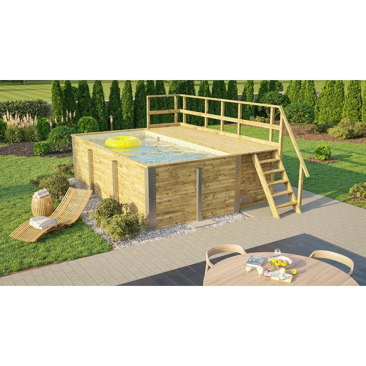Massivholzpool 595 Gr. 1 inkl. Technikraum-Sonnendeck und Sandfilteranlage
