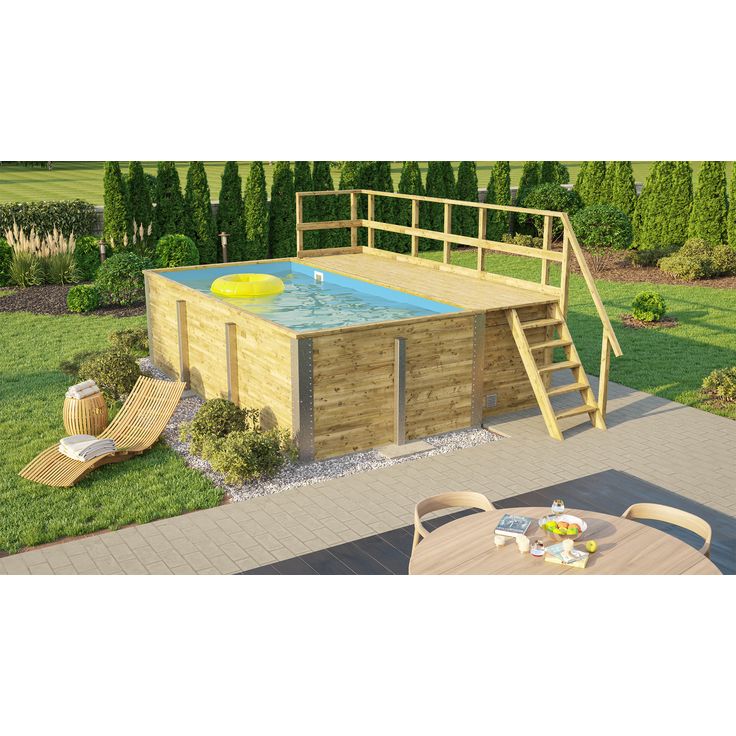 Massivholzpool 595 Gr. 1 inkl. Technikraum-Sonnendeck und Sandfilteranlage