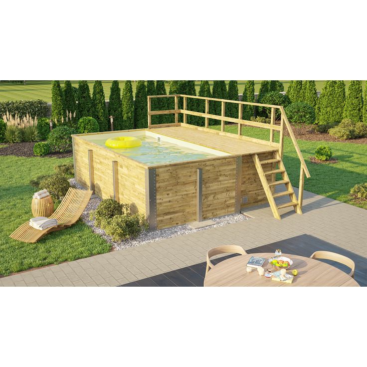 Massivholzpool 595 Gr. 1 inkl. Technikraum-Sonnendeck und Sandfilteranlage
