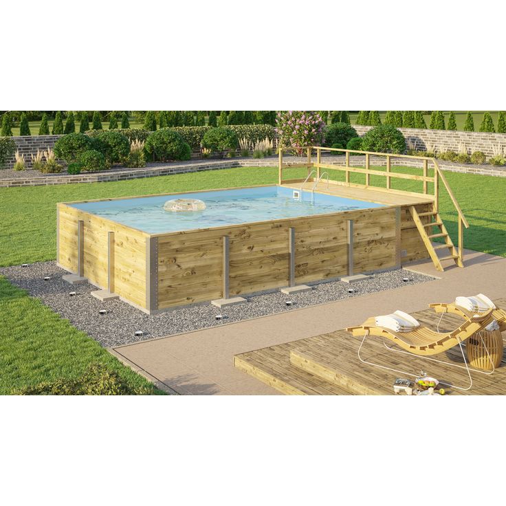 Massivholzpool 595 Gr. 2 inkl. Technikraum-Sonnendeck und Sandfilteranlage