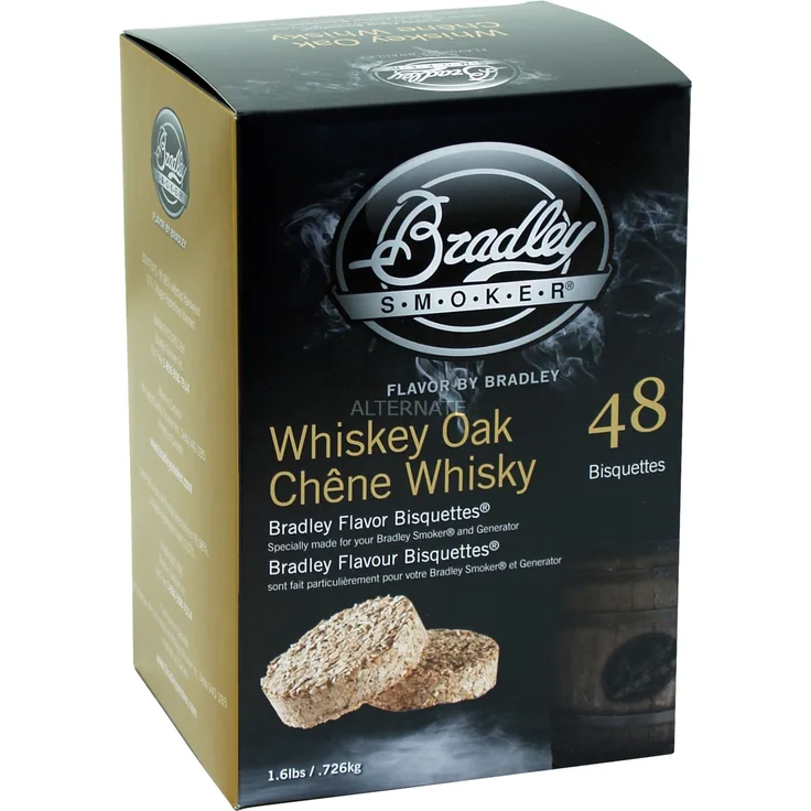 Bradley Whiskey Eiche Bisquetten, 48 Stück Räucherholz, für Bradley Smoker