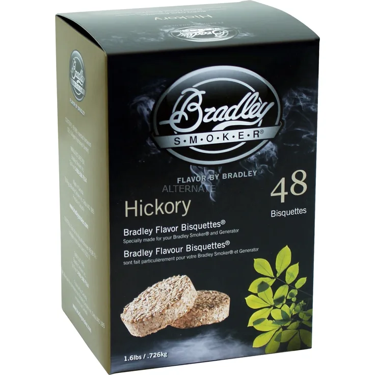 Bradley Hickory Bisquetten, 48 Stück Räucherholz, für Bradley Smoker