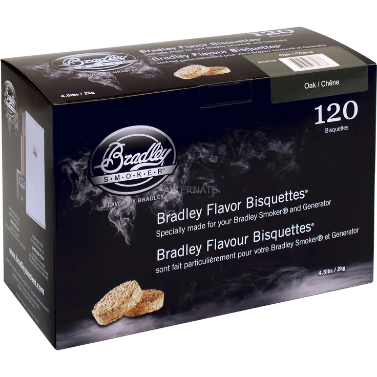 Bradley Eiche Bisquetten, 120 Stück Räucherholz, für Bradley Smoker
