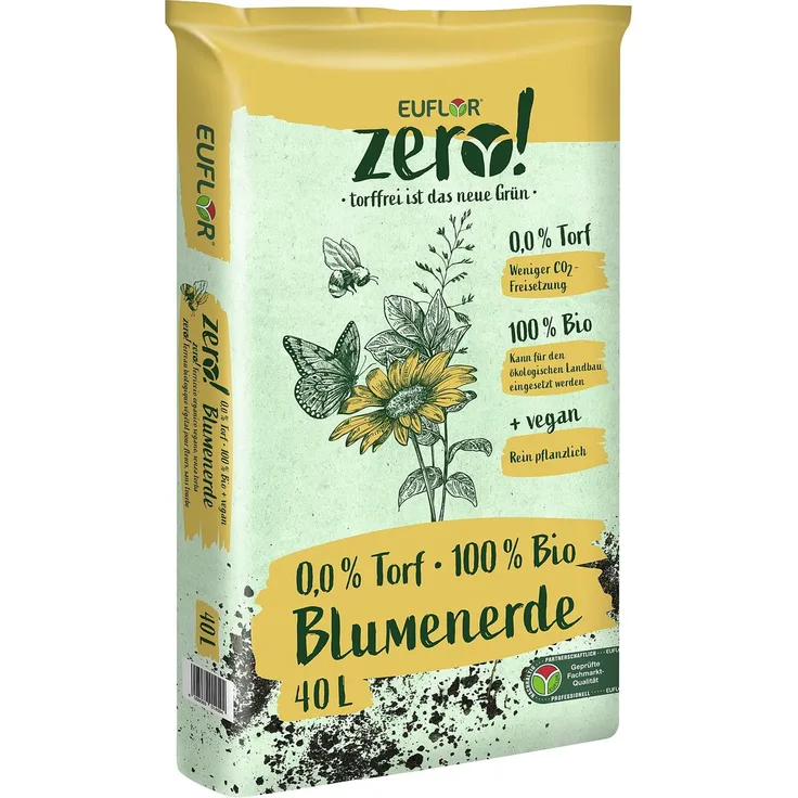 Euflor Zero! Bio Blumenerde torffrei vegan bienenfreundlich 40L 35812520