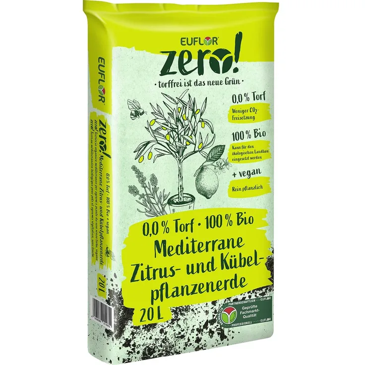 Euflor Zero! Bio mediterrane Zitrus- & Kübelpflanzenerde torffrei vegan 20L
