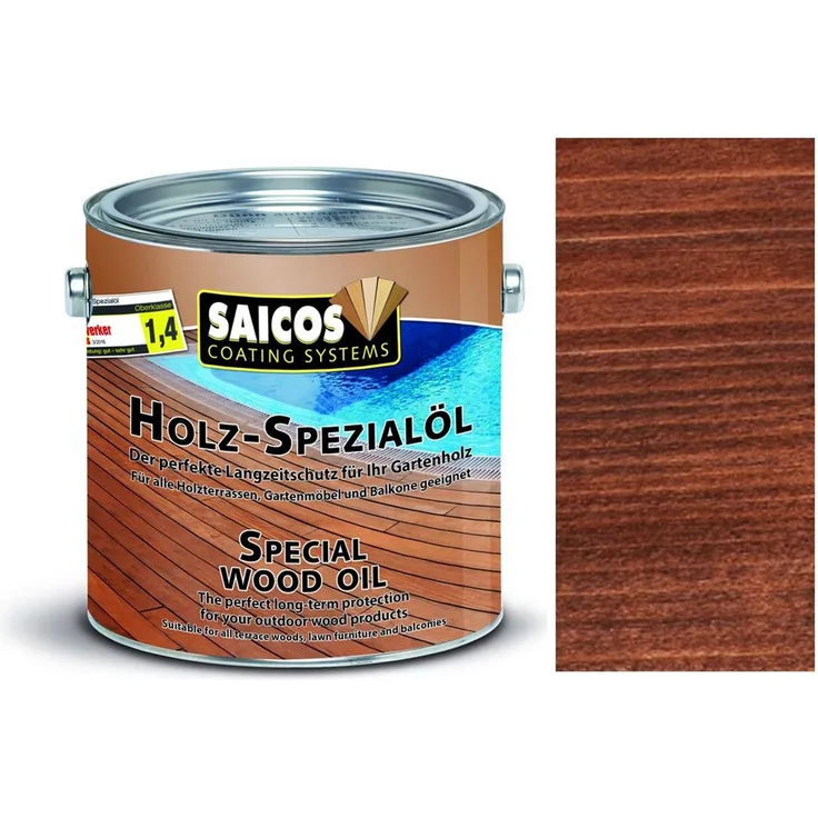 SAICOS Holz- Spezialöl, Holzöl, Terassenöl, Gartenmöbel, Holzschutz, bangkirai, 0,75l
