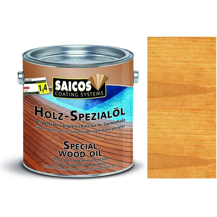 SAICOS Holz- Spezialöl, Holzöl, Terassenöl, Gartenmöbel, Holzschutz, farblos, 2,5l