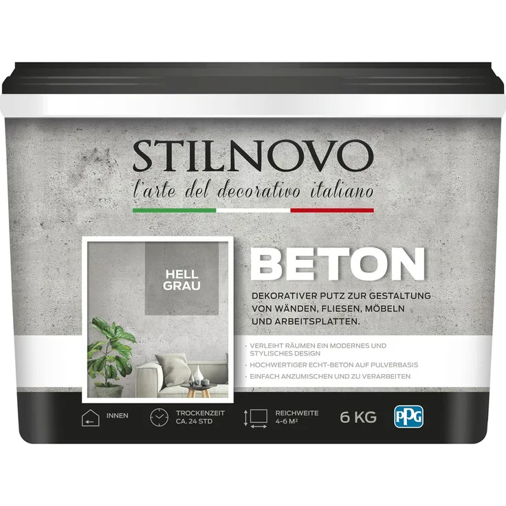 STILNOVO Beton, mineralischer Echtbeton, hellgrau, 6 kg - Preisvergleich