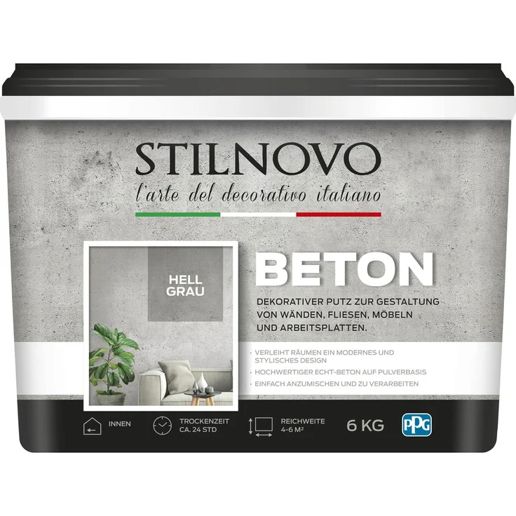 STILNOVO Beton, mineralischer Echtbeton, hellgrau, 6 kg - Preisvergleich – Bild 1