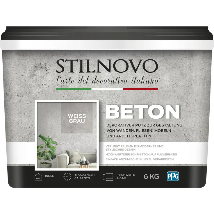 STILNOVO Beton, mineralischer Echtbeton, weissgrau, 6 kg
