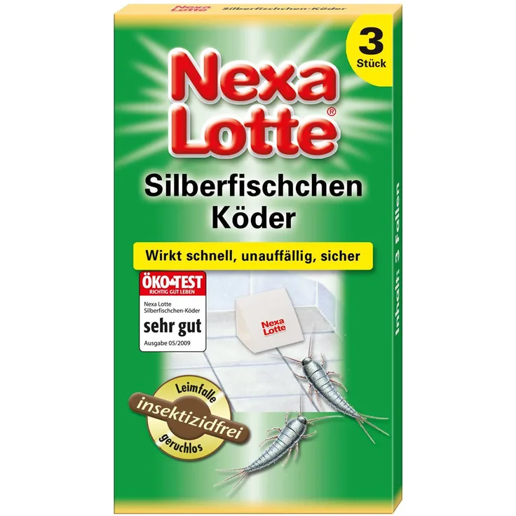 Nexa-Lotte Silberfischchen Köder 3 Stück Silberfisch Leimfalle geruchlos