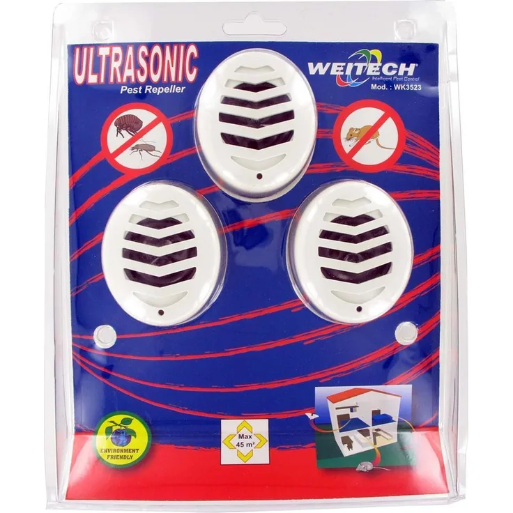 3 Stück Weitech Ultraschall Vertreiber gegen Mäuse & Insekten
