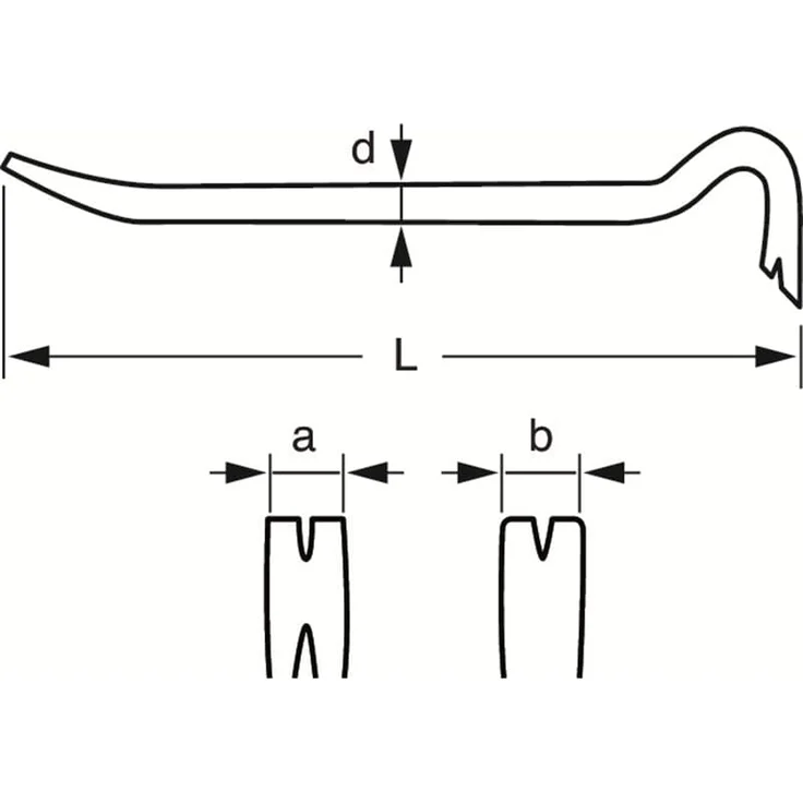 Bahco Nageleisen gebogen und flach, 374 mm Brechstange Kuhfuß Stemmeisen WBF380 – Bild 6