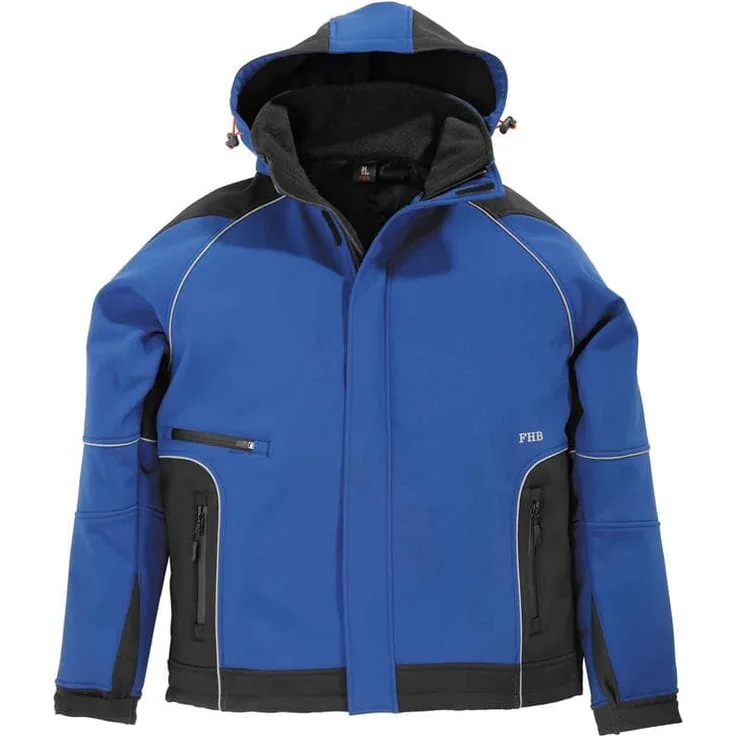 FHB Softshell Jacke WALTER 78518 Arbeitsjacke winddicht und wasserabweisend, Farbe: 3620 royal-schwarz, Größe: L