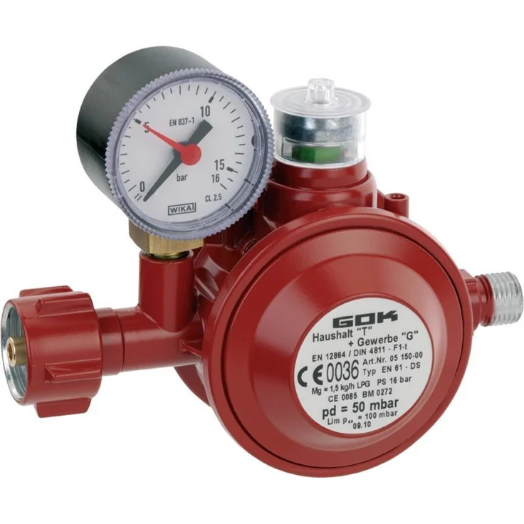 GOK Haushalt-Regler 1,5kg 50mbar 05-150 (Niederdruckregler EN61-DS und Zubehör) – Bild 1