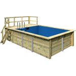 Karibu Massivholzpool 'Modell Rechteck Pool 2' natur 387 x 300 x 124 cm, mit Sonnendeck A