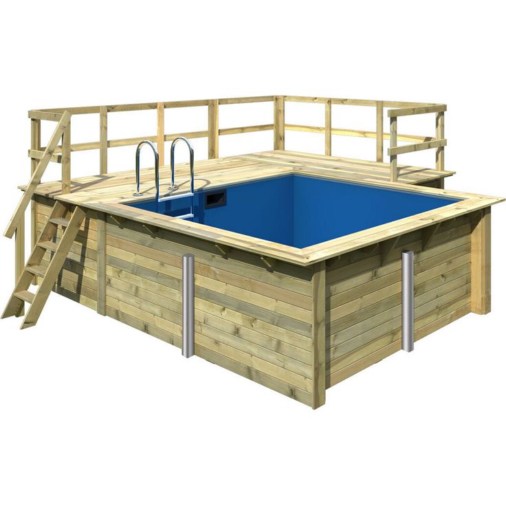 Karibu Massivholzpool 'Modell Rechteck Pool 1' natur 300 x 267 x 124 cm, mit Sonnendeck B