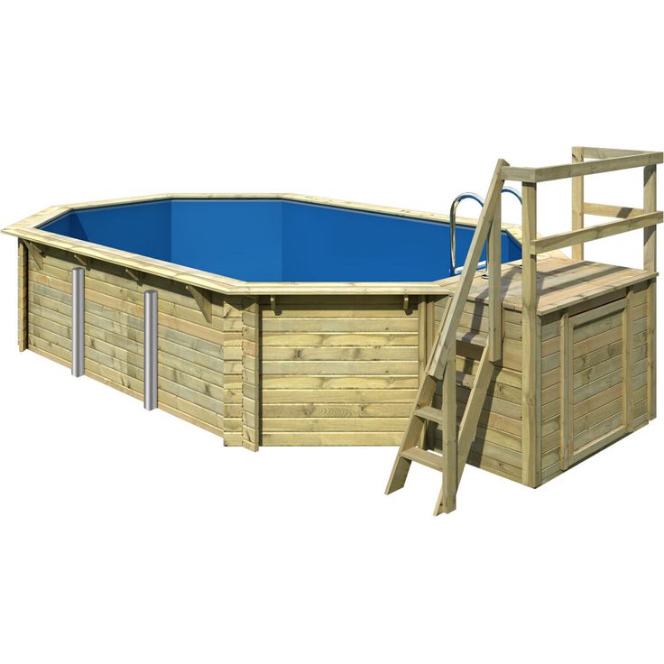 Karibu Massivholzpool 'Modell 4 B' natur 400 x 610 x 124 cm, mit Sonnenterrasse B