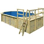 Karibu Massivholzpool 'Modell 4 C' natur 400 x 610 x 124 cm, mit Sonnenterrasse B und Eckterrasse