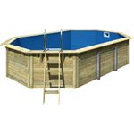 Karibu Massivholzpool 'Modell Pool X4' natur 558 x 347 x 124 cm, Poolfolie blau