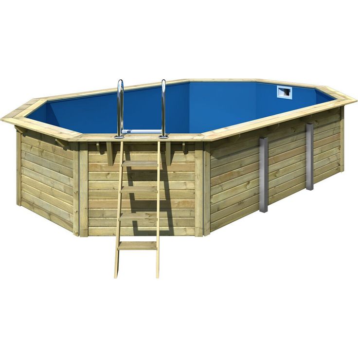 Karibu Massivholzpool 'Modell Pool X4' natur 558 x 347 x 124 cm, Poolfolie blau