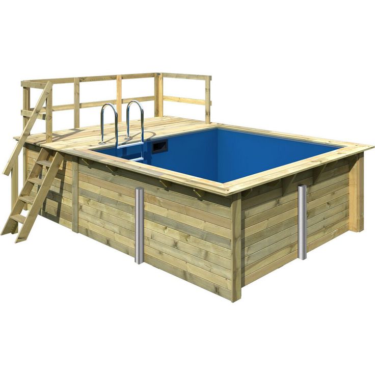 Karibu Massivholzpool 'Modell Rechteck Pool 1' natur 300 x 267 x 124 cm, mit Sonnendeck A