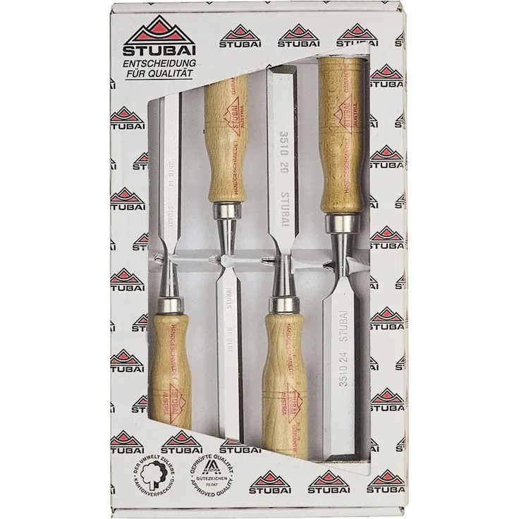 Stubai Stubai Stemmeisensatz, Heft aus Rotbuche 4-teilig, 12-24 mm 351104