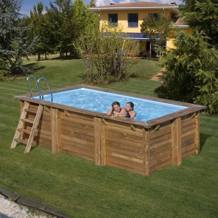 Pool Komplettset aus Echtholz Marbella 2 Rechteck 420 x 270 x 117 cm