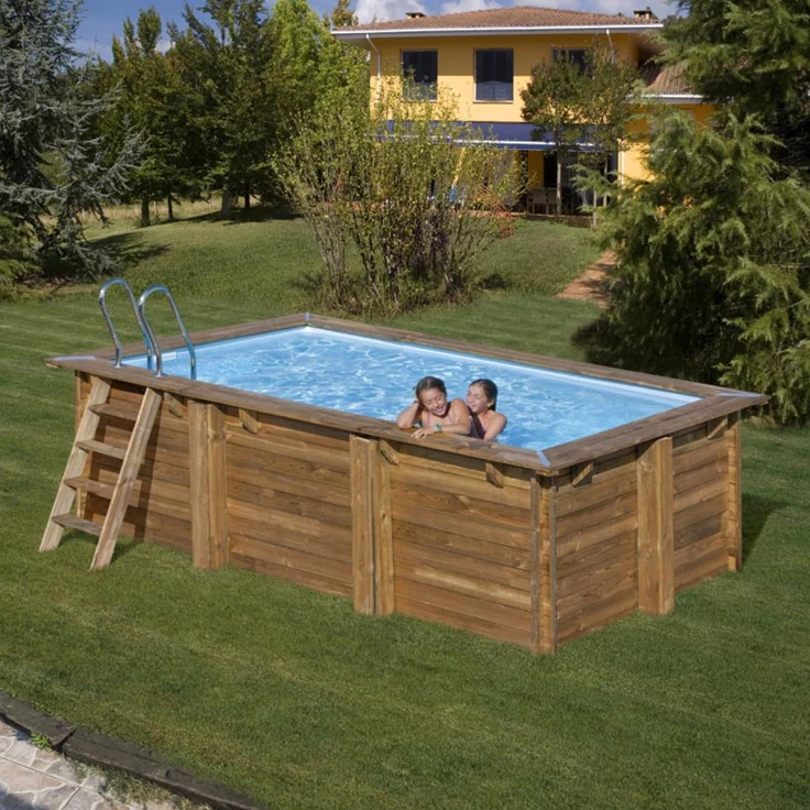 Pool Komplettset aus Echtholz Marbella 2 Rechteck 420 x 270 x 117 cm