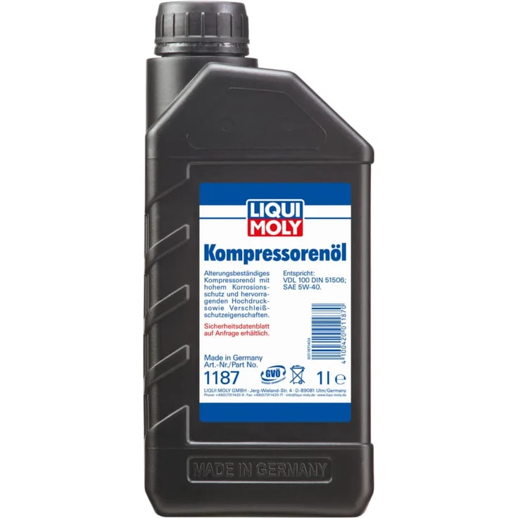 LIQUI MOLY 1187 Kompressorenöl SAE 5W40 Kompressoröl Kompressor Öl 1 Liter – Bild 1