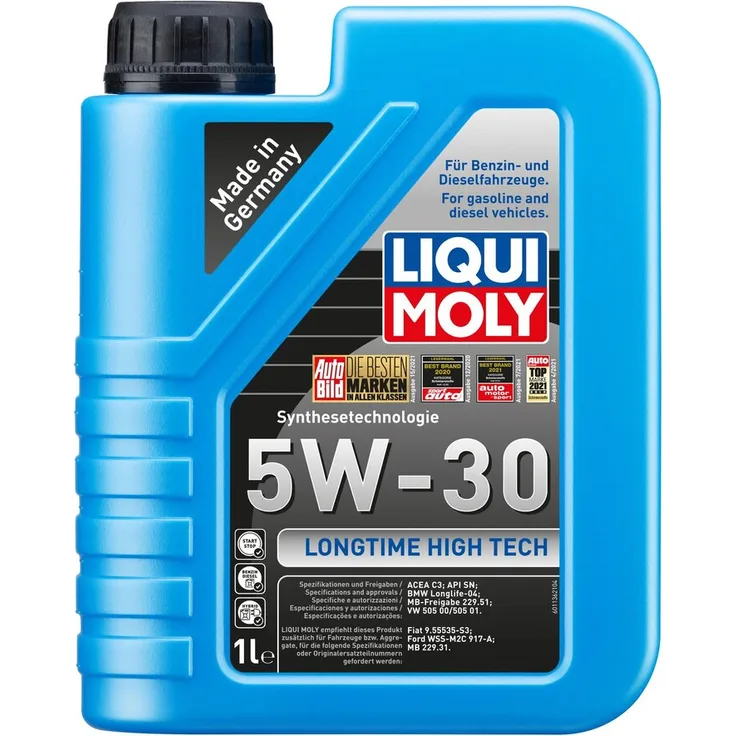 LIQUI MOLY 1136 Motoröl Longtime High Tech 5W-30 Motorenöl Öl Synthetisch 1L Synthesetechnologie-Leichtlaufmotoröl für Benzin- und Dieselmotoren einschließlich Common-Rail-Technologie