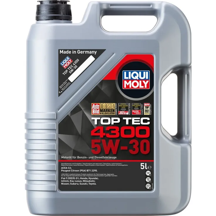LIQUI MOLY 3741 Motoröl Top Tec 4300 5W-30 Motorenöl Leichtlauf Motor Öl 5 Liter