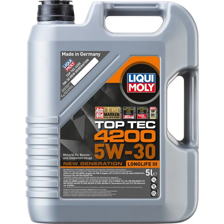 LIQUI MOLY 3707 Motoröl Top Tec 4200 5W-30 Motorenöl Leichtlauf Motor Öl 5 Liter