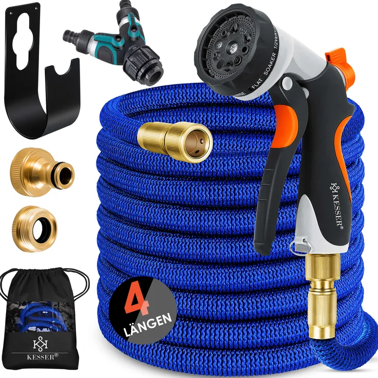 KESSER Premium Gartenschlauch Flexibler Wasserschlauch dehnbarer Flexischlauch Blau, 22.5 Meter - Preisvergleich