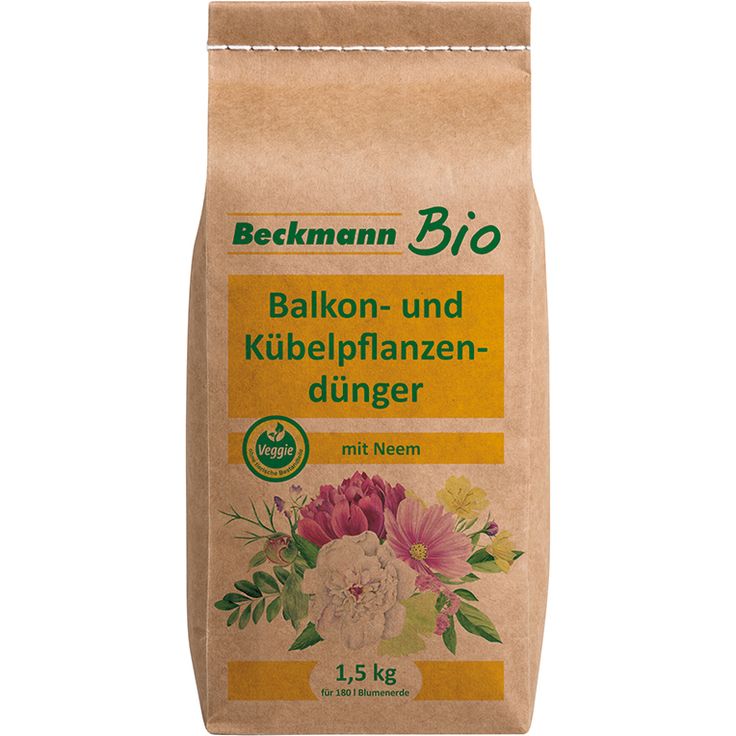 Bio Balkon- und Kübelpflanzendünger mit Neem 1,5kg Papierbeutel