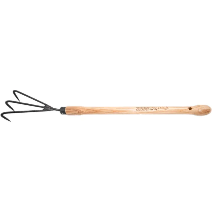 Krumpholz Grubber, 3 Zinken (geschmiedet) mit Eschen-Knopf-Stiel  (48 cm)