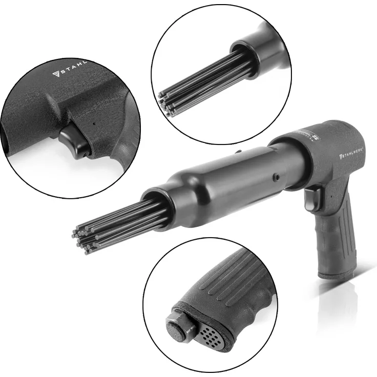 STAHLWERK DNE-400 ST Profi-Druckluft Nadelentroster Nadelpistole Rostentferner zum Säubern und Entroster mit 19 Nadeln