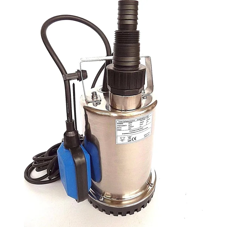 CHM GmbH GmbH® Flachsaugpumpe Edelstahl 400 Watt Kellerpumpe, Tauchpumpe, Poolpumpe