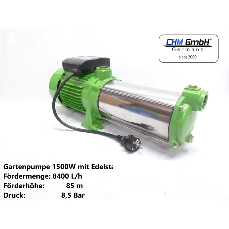 CHM GmbH Kreiselpumpe 1,5 KW 8400 L/h 8,5 Bar Edelstahl Pumpe