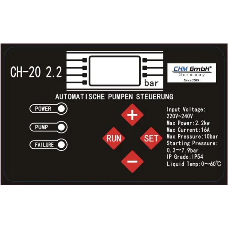 CHM GmbH HMC 170 6-SH, Drucktank 50l Edelstahl, CH 20, Panzerschlauch 80 cm, Wasserfilter Pumpe – Bild 5