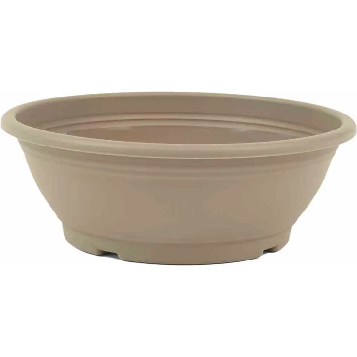 Schale Ø 40 x 14,5 cm, taupe Rundes Kunststoffgefäß mit Bodenlöchern