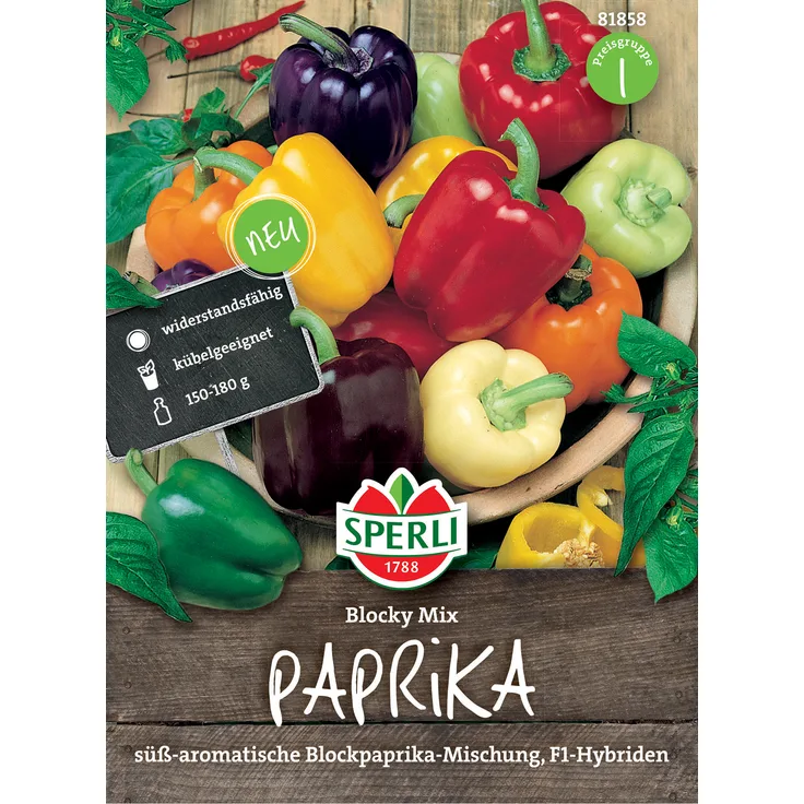 Paprika Blocky Mix F1, Bunte Blockpaprika-Mischung, süß-aromatischer Geschmack