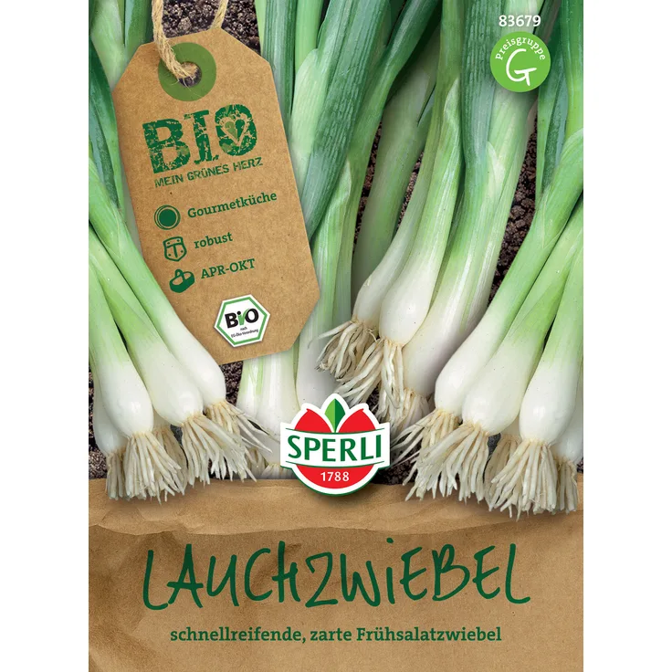 Sperli BIO Lauchzwiebel, beliebte robuste Frühlingszwiebel mit langen weißen Schaften