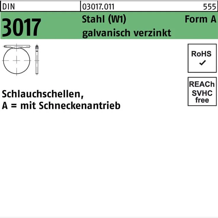 Reyher Schlauchschelle DIN 3017 W1 FormA 30- 45/12 C7 Sta hl galv.verz. 50St.