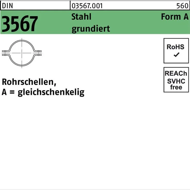 Reyher Rohrschelle DIN 3567 gleichschenkelig A 43/NW 32 S tahl grundiert 50 Stück