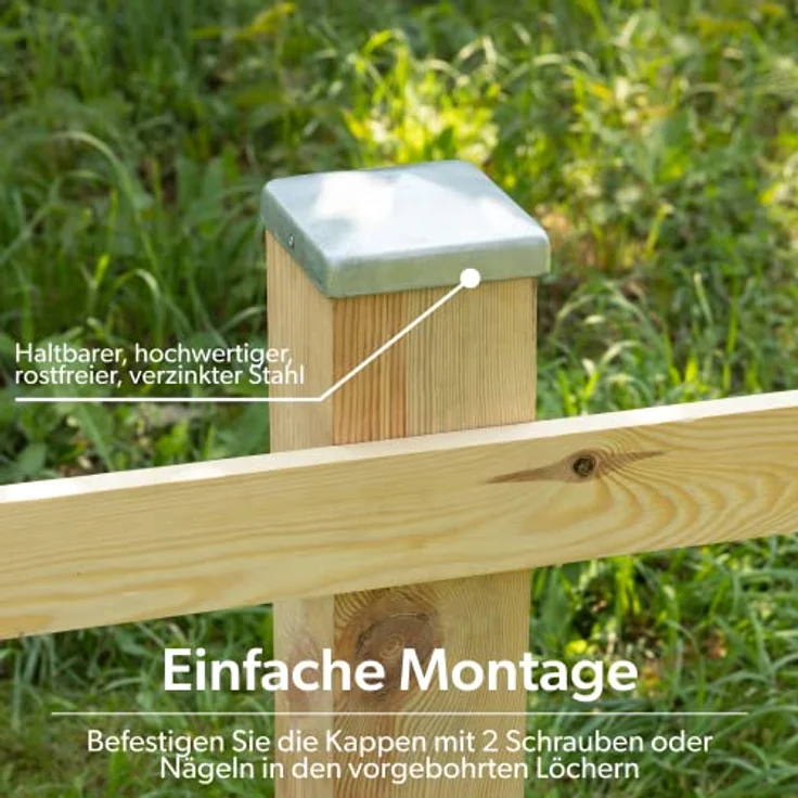 Pfostenkappen 9x9 Cm 10 Stück 90x90 Mm Zaunpfosten Metall-Zaunpfosten Verzinkt: 151X151 – Bild 4
