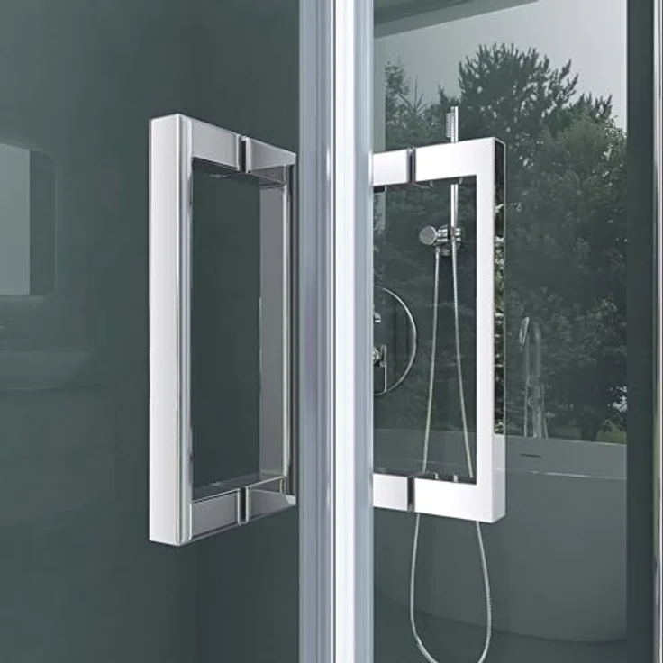 Mai & Mai Eckdusche Ravenna24, Duschkabine mit Pendeltür und Hebe-/Senk-System, H:195cm, 75x75 cm, 6mm ESG NANO-Glas in Klarglas – Bild 5