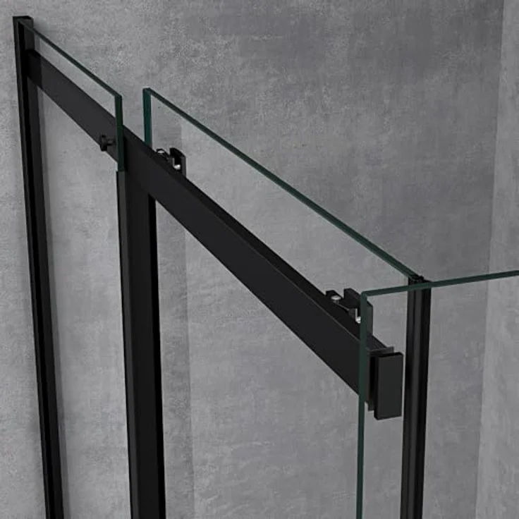 doporro Eckdusche Duschkabine Schiebetür 8mm ESG mit NANO R18, 100x70 cm, Schwarzes Einscheibensicherheitsglas – Bild 3