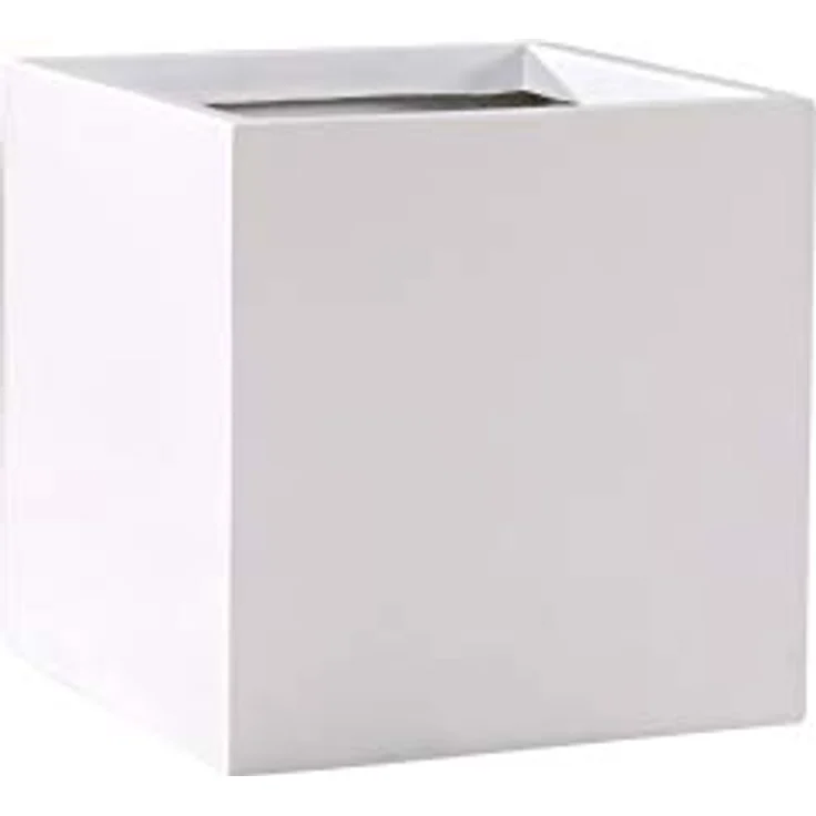 VIVANNO Pflanzkübel Pflanzgefäß Blumenkübel Fiberglas weiß matt Block - 40x40x40 cm – Bild 1