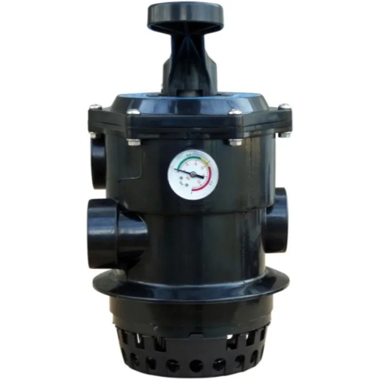 OKU 6-Wege-Top-Mount-Ventil Komplettset für ECO & Bali Filterbehälter, schwarz, mit O-Ring, Manometer und Geräuscharmer Funktion